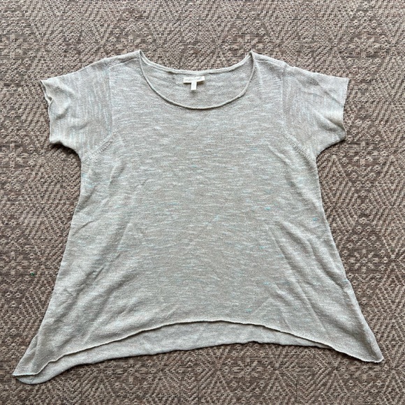 Eileen Fisher Tops - Eileen Fisher Beige Short Sleeve Organic Linen Knit Women's Sweater Size Large C